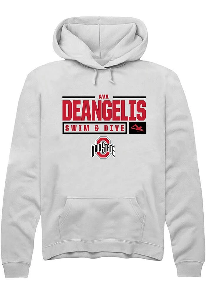 Ava DeAngelis Rally Ohio State Buckeyes Mens NIL Stacked Box Long Sleeve Hoodie