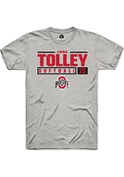 Emma Tolley  Ohio State Buckeyes Ash Rally NIL Stacked Box Short Sleeve T Shirt