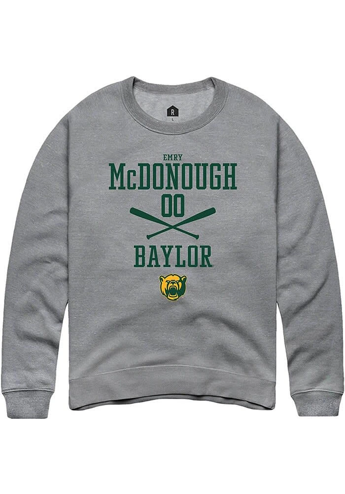 Emry McDonough Rally Baylor Bears Mens Graphite NIL Sport Icon Long Sleeve Crew Sweatshirt