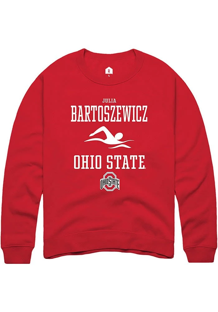 Julia Bartoszewicz Rally Ohio State Buckeyes Mens Red NIL Sport Icon Long Sleeve Crew Sweatshirt