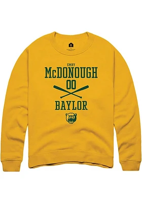 Emry McDonough  Rally Baylor Bears Mens Gold NIL Sport Icon Long Sleeve Crew Sweatshirt