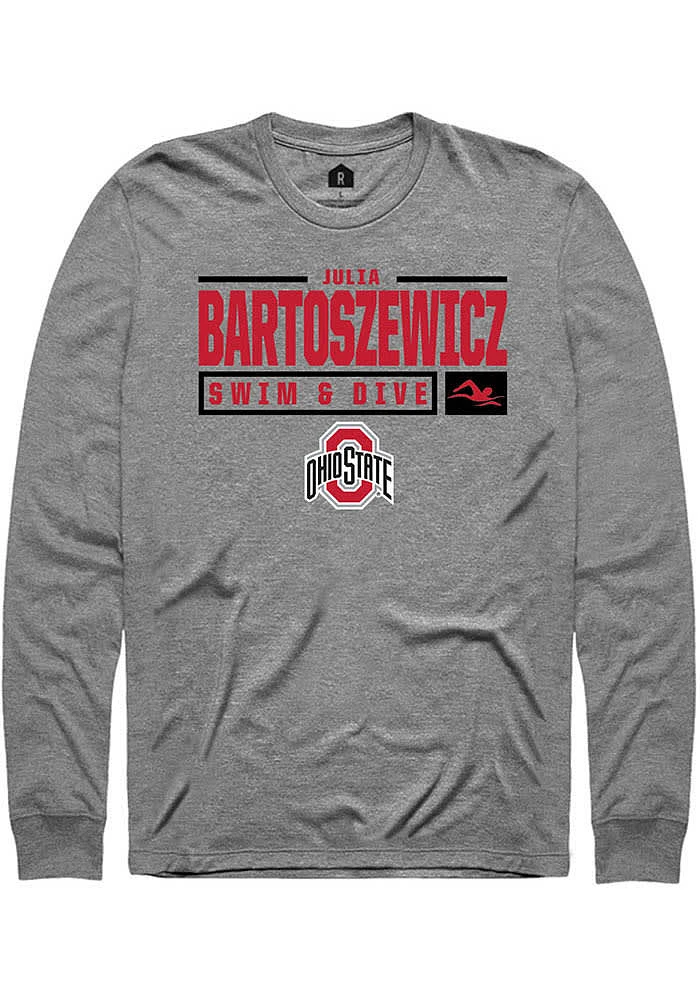 Julia Bartoszewicz Ohio State Buckeyes Graphite Rally NIL Stacked Box Long Sleeve T Shirt