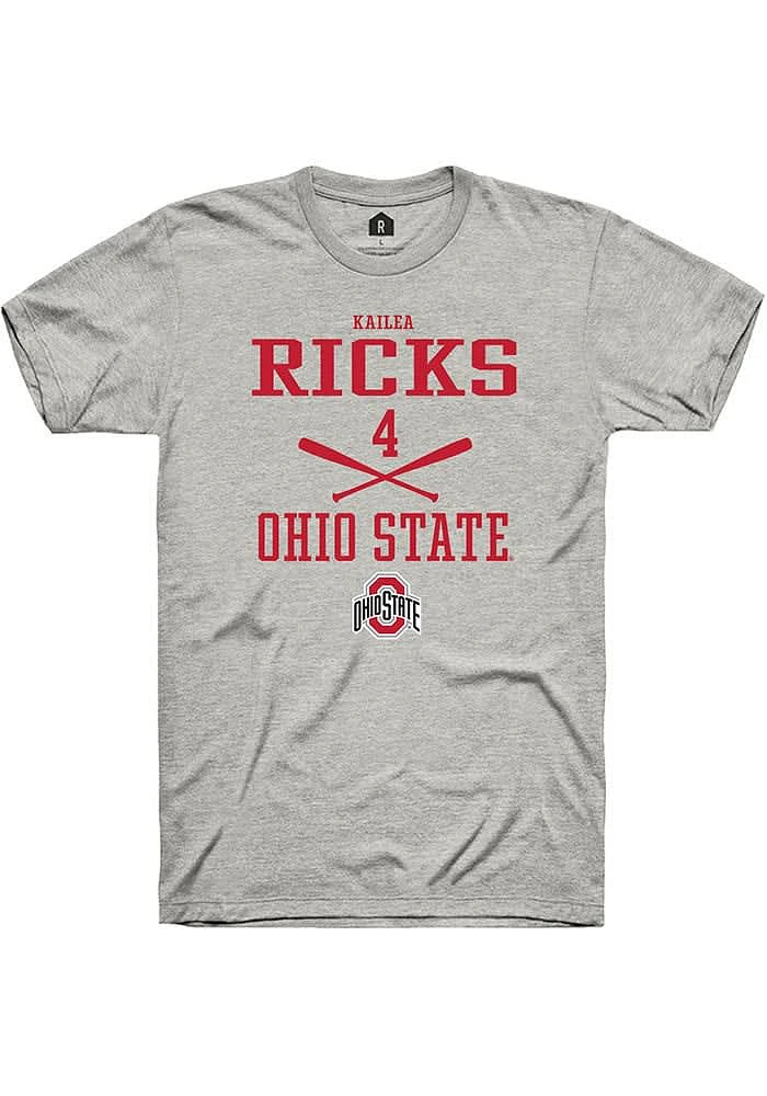 Kailea Ricks Ohio State Buckeyes Ash Rally NIL Sport Icon Short Sleeve T Shirt