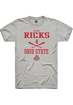 Kailea Ricks  Ohio State Buckeyes Ash Rally NIL Sport Icon Short Sleeve T Shirt