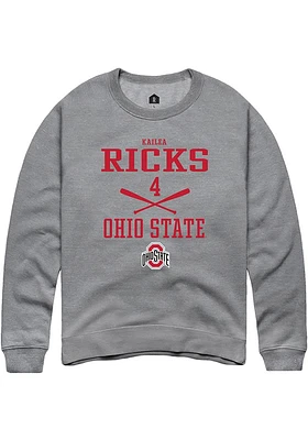 Kailea Ricks  Rally Ohio State Buckeyes Mens Graphite NIL Sport Icon Long Sleeve Crew Sweatshirt