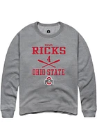 Kailea Ricks  Rally Ohio State Buckeyes Mens Graphite NIL Sport Icon Long Sleeve Crew Sweatshirt