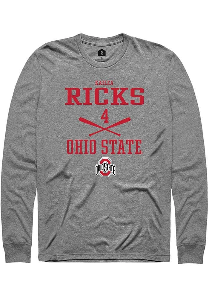 Kailea Ricks Ohio State Buckeyes Graphite Rally NIL Sport Icon Long Sleeve T Shirt