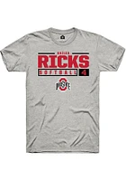 Kailea Ricks  Ohio State Buckeyes Ash Rally NIL Stacked Box Short Sleeve T Shirt