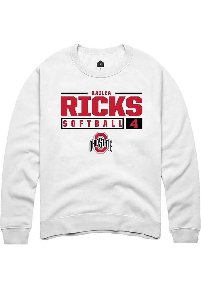 Kailea Ricks Rally Ohio State Buckeyes Mens NIL Stacked Box Long Sleeve Crew Sweatshirt