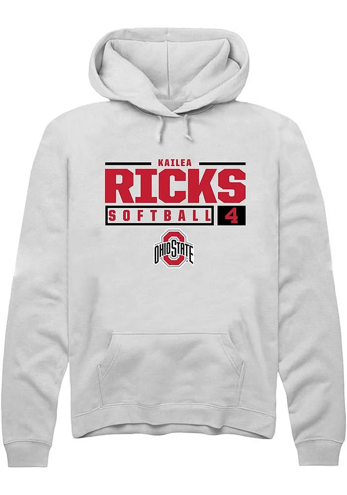 Kailea Ricks Rally Ohio State Buckeyes Mens NIL Stacked Box Long Sleeve Hoodie