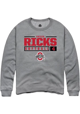 Kailea Ricks  Rally Ohio State Buckeyes Mens Graphite NIL Stacked Box Long Sleeve Crew Sweatshirt