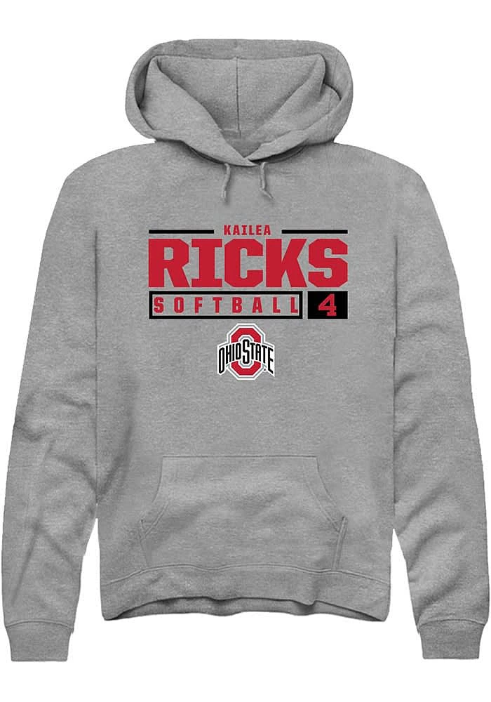 Kailea Ricks Rally Ohio State Buckeyes Mens Graphite NIL Stacked Box Long Sleeve Hoodie