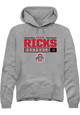 Kailea Ricks  Rally Ohio State Buckeyes Mens Graphite NIL Stacked Box Long Sleeve Hoodie