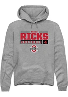 Kailea Ricks  Rally Ohio State Buckeyes Mens Graphite NIL Stacked Box Long Sleeve Hoodie