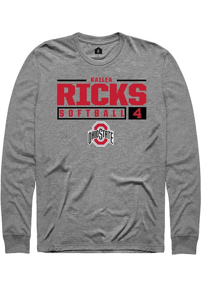 Kailea Ricks  Ohio State Buckeyes Graphite Rally NIL Stacked Box Long Sleeve T Shirt