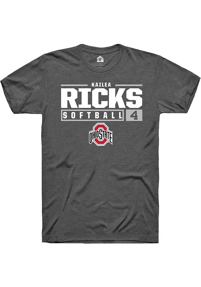 Kailea Ricks  Ohio State Buckeyes Dark Grey Rally NIL Stacked Box Short Sleeve T Shirt