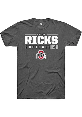 Kailea Ricks  Ohio State Buckeyes Dark Grey Rally NIL Stacked Box Short Sleeve T Shirt