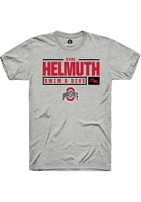 Karl Helmuth  Ohio State Buckeyes Ash Rally NIL Stacked Box Short Sleeve T Shirt