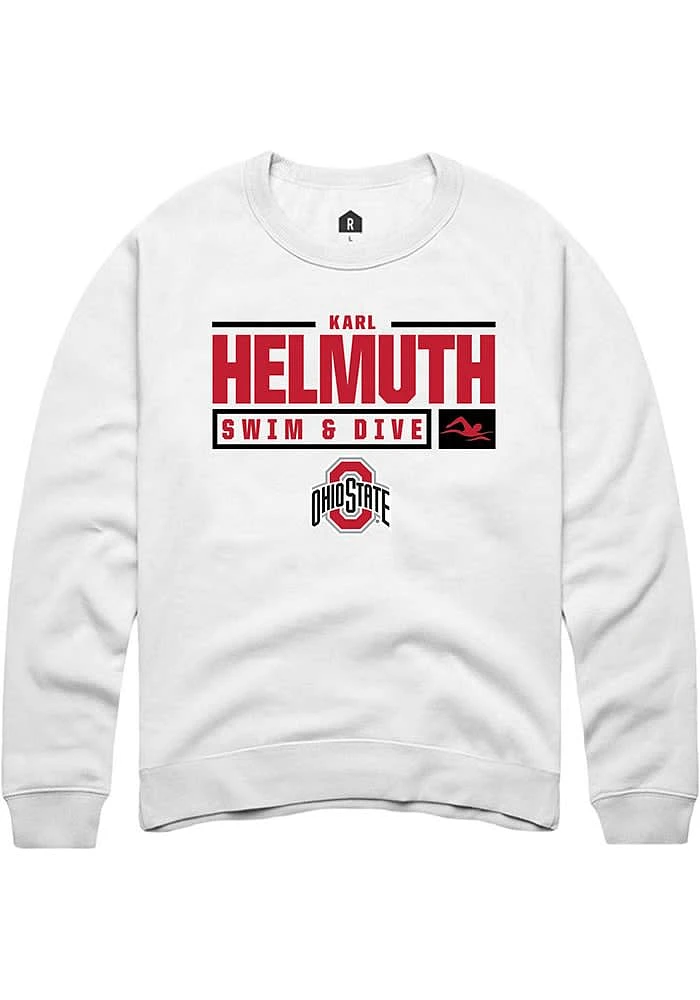Karl Helmuth Rally Ohio State Buckeyes Mens NIL Stacked Box Long Sleeve Crew Sweatshirt