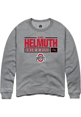 Karl Helmuth  Rally Ohio State Buckeyes Mens Graphite NIL Stacked Box Long Sleeve Crew Sweatshirt