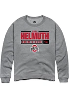Karl Helmuth  Rally Ohio State Buckeyes Mens Graphite NIL Stacked Box Long Sleeve Crew Sweatshirt