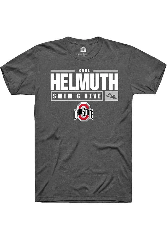Karl Helmuth Ohio State Buckeyes Dark Grey Rally NIL Stacked Box Short Sleeve T Shirt