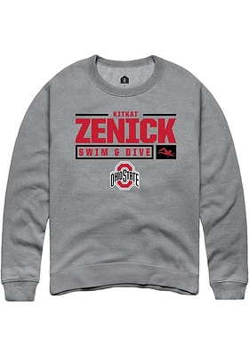 KitKat Zenick  Rally Ohio State Buckeyes Mens Graphite NIL Stacked Box Long Sleeve Crew Sweatshirt