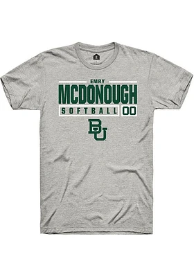 Emry McDonough  Baylor Bears Ash Rally NIL Stacked Box Short Sleeve T Shirt
