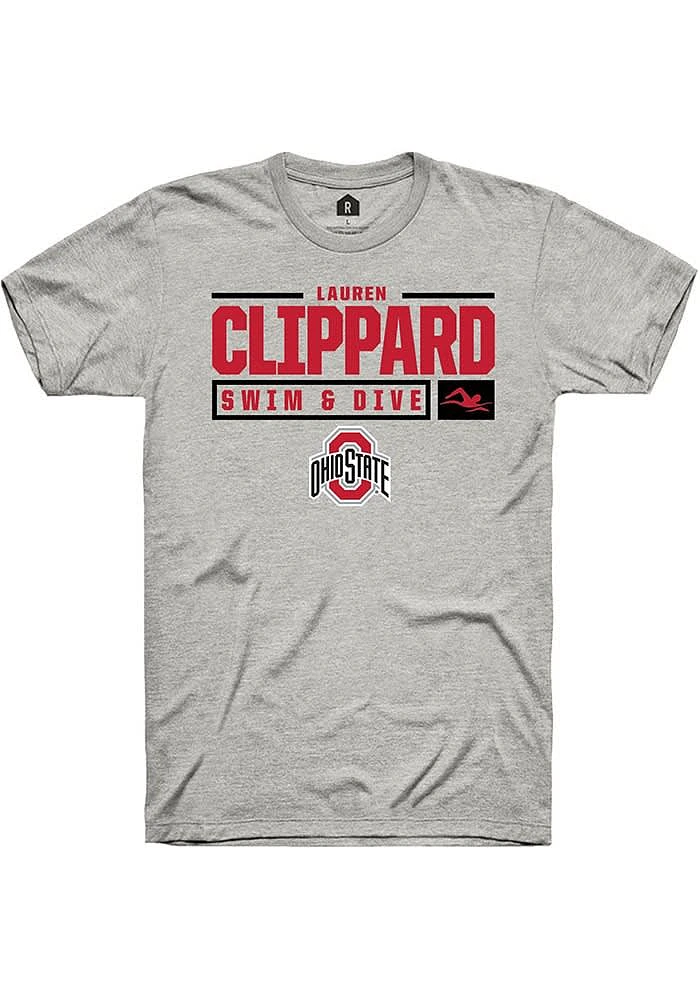 Lauren Clippard Ohio State Buckeyes Ash Rally NIL Stacked Box Short Sleeve T Shirt