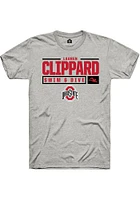 Lauren Clippard  Ohio State Buckeyes Ash Rally NIL Stacked Box Short Sleeve T Shirt