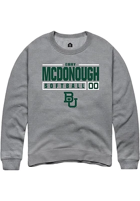 Emry McDonough  Rally Baylor Bears Mens Graphite NIL Stacked Box Long Sleeve Crew Sweatshirt