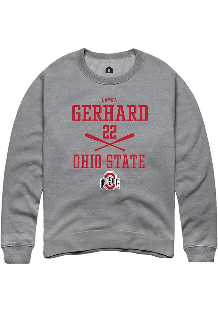 Layna Gerhard Rally Ohio State Buckeyes Mens Graphite NIL Sport Icon Long Sleeve Crew Sweatshirt
