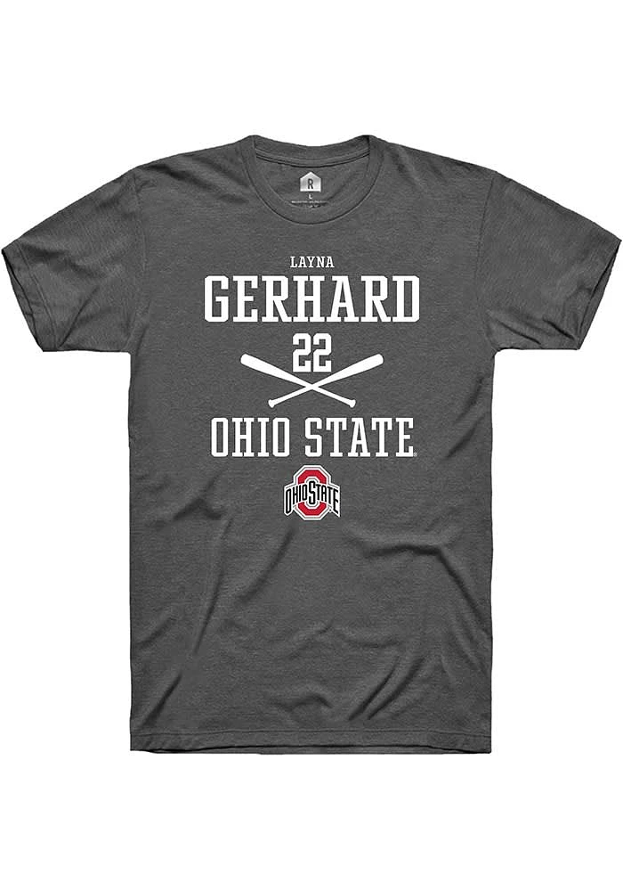 Layna Gerhard  Ohio State Buckeyes Dark Grey Rally NIL Sport Icon Short Sleeve T Shirt