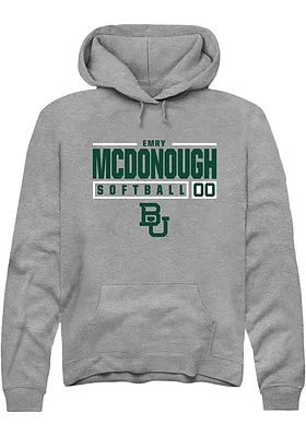 Emry McDonough  Rally Baylor Bears Mens Graphite NIL Stacked Box Long Sleeve Hoodie