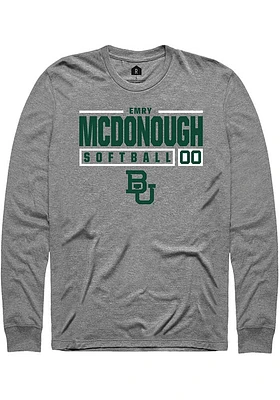 Emry McDonough  Baylor Bears Graphite Rally NIL Stacked Box Long Sleeve T Shirt