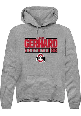Layna Gerhard  Rally Ohio State Buckeyes Mens Graphite NIL Stacked Box Long Sleeve Hoodie