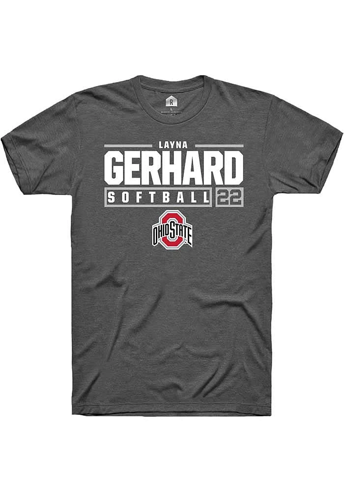 Layna Gerhard  Ohio State Buckeyes Dark Grey Rally NIL Stacked Box Short Sleeve T Shirt