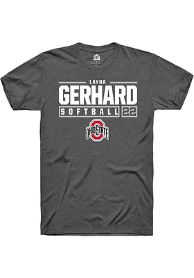 Layna Gerhard  Ohio State Buckeyes Dark Grey Rally NIL Stacked Box Short Sleeve T Shirt