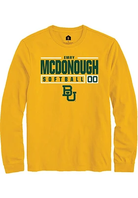 Emry McDonough  Baylor Bears Gold Rally NIL Stacked Box Long Sleeve T Shirt