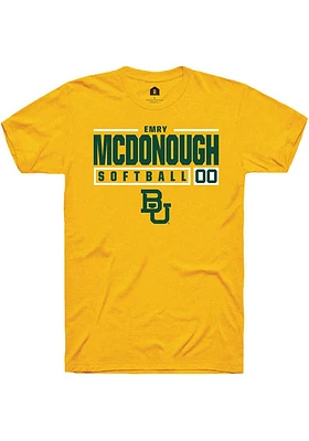 Emry McDonough  Baylor Bears Gold Rally NIL Stacked Box Short Sleeve T Shirt