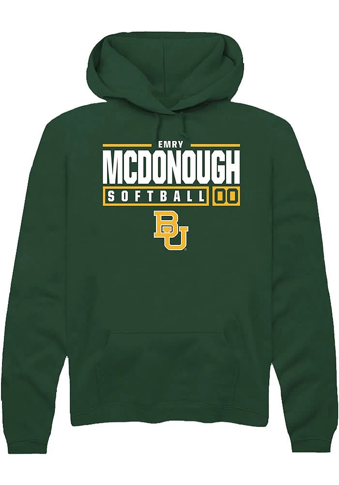 Emry McDonough Rally Baylor Bears Mens Green NIL Stacked Box Long Sleeve Hoodie