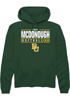Emry McDonough  Rally Baylor Bears Mens Green NIL Stacked Box Long Sleeve Hoodie