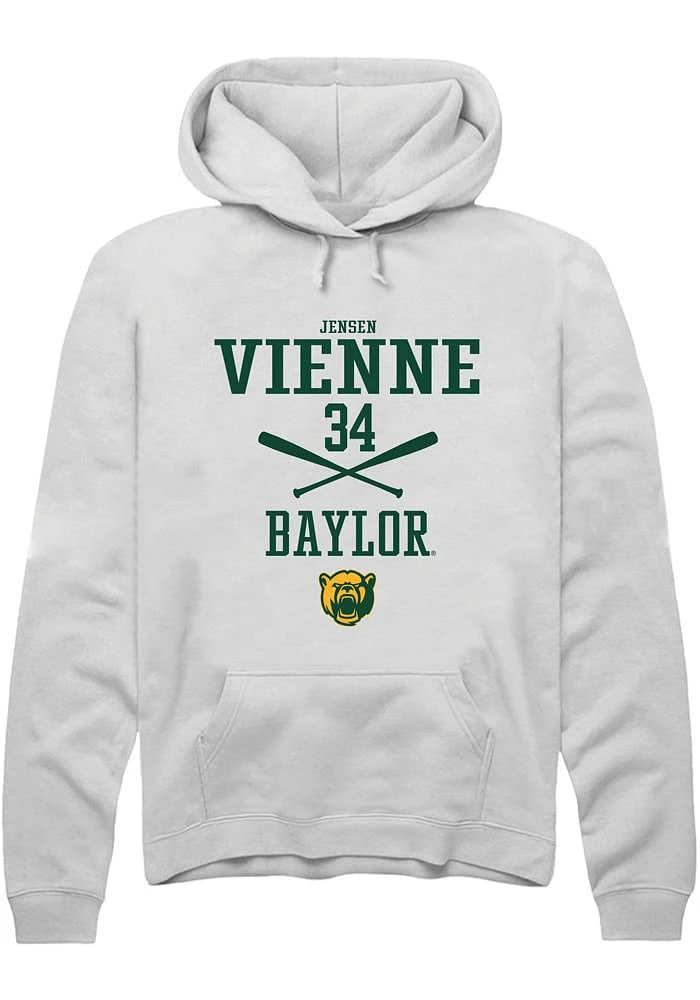 Jensen Vienne Rally Baylor Bears Mens White NIL Sport Icon Long Sleeve Hoodie