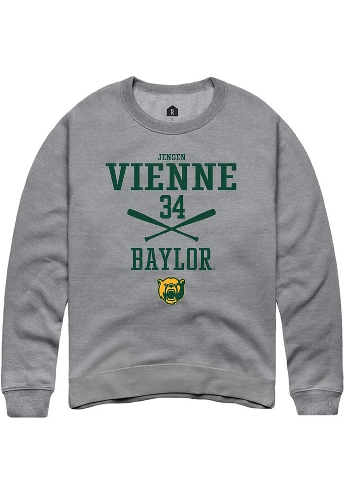 Jensen Vienne Rally Baylor Bears Mens Graphite NIL Sport Icon Long Sleeve Crew Sweatshirt