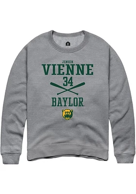 Jensen Vienne  Rally Baylor Bears Mens Graphite NIL Sport Icon Long Sleeve Crew Sweatshirt