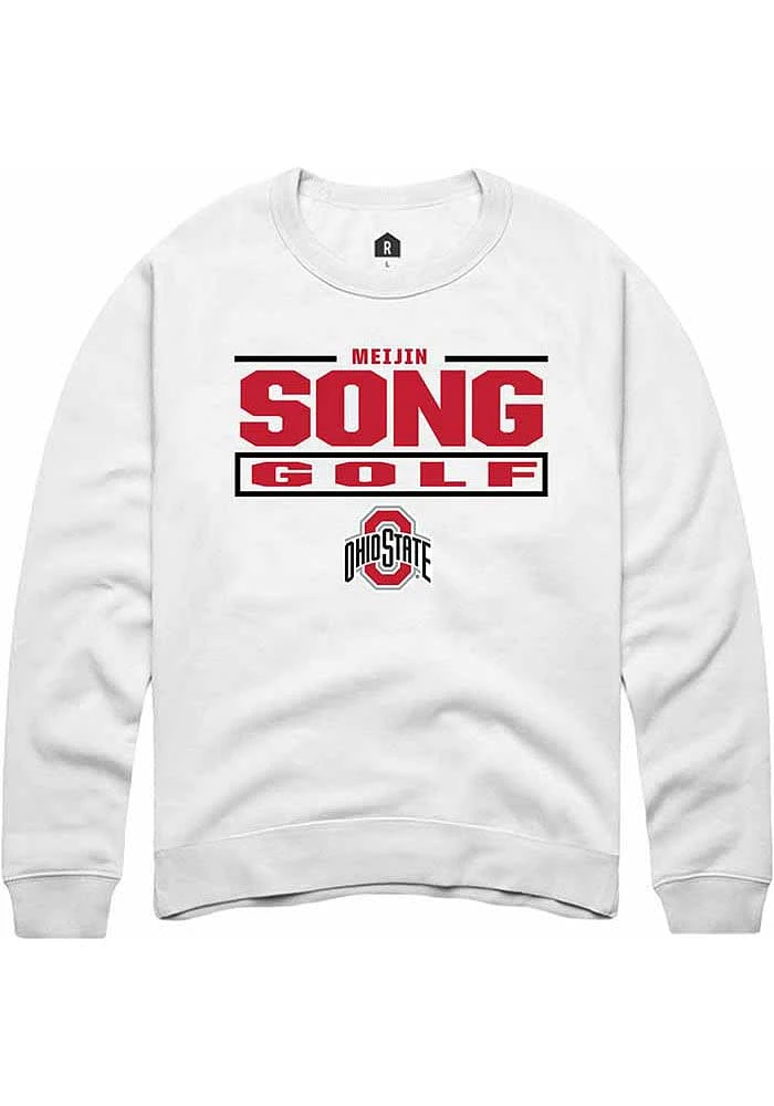 Meijin Song Rally Ohio State Buckeyes Mens NIL Stacked Box Long Sleeve Crew Sweatshirt
