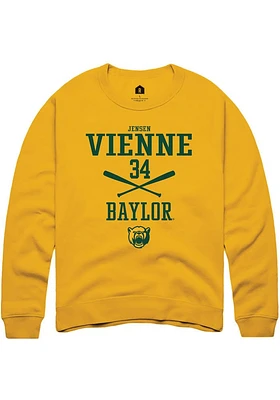 Jensen Vienne  Rally Baylor Bears Mens Gold NIL Sport Icon Long Sleeve Crew Sweatshirt