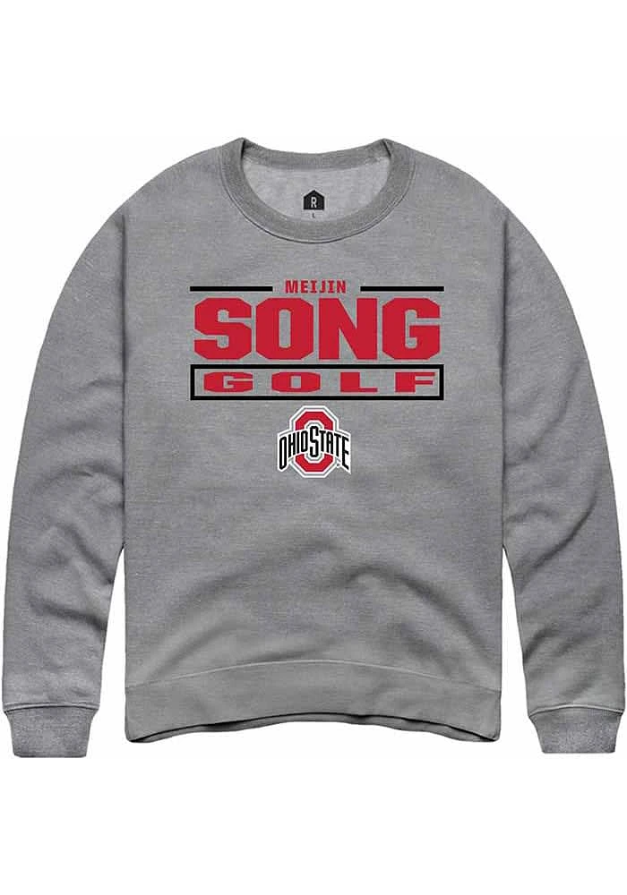 Meijin Song Rally Ohio State Buckeyes Mens Graphite NIL Stacked Box Long Sleeve Crew Sweatshirt