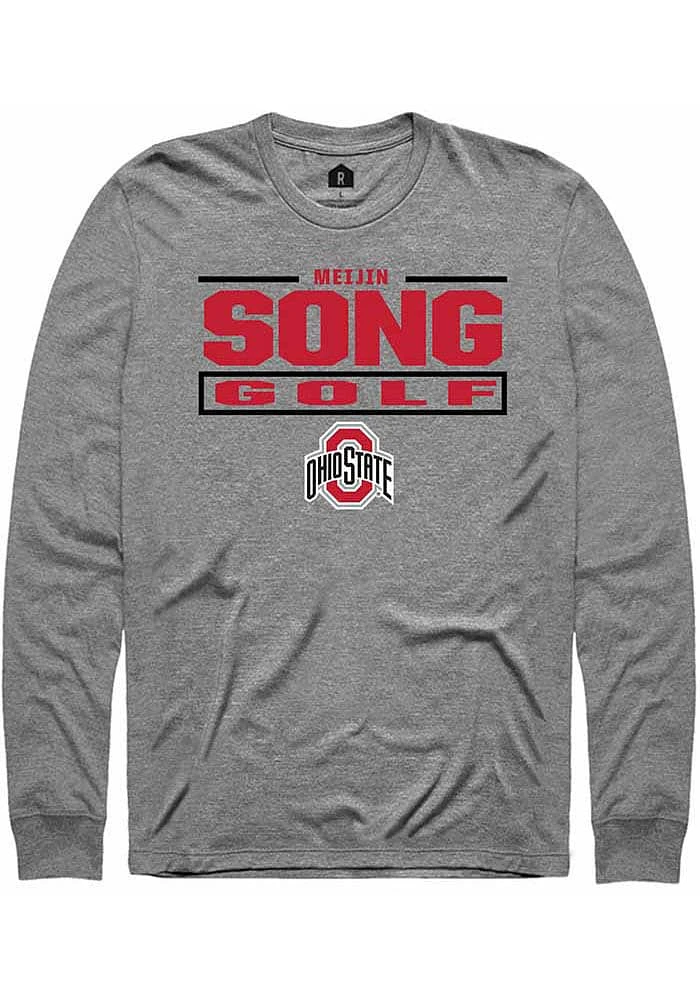Meijin Song Ohio State Buckeyes Graphite Rally NIL Stacked Box Long Sleeve T Shirt