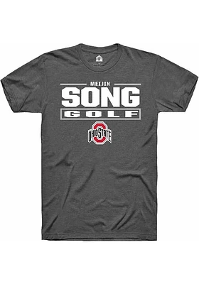 Meijin Song  Ohio State Buckeyes Dark Grey Rally NIL Stacked Box Short Sleeve T Shirt